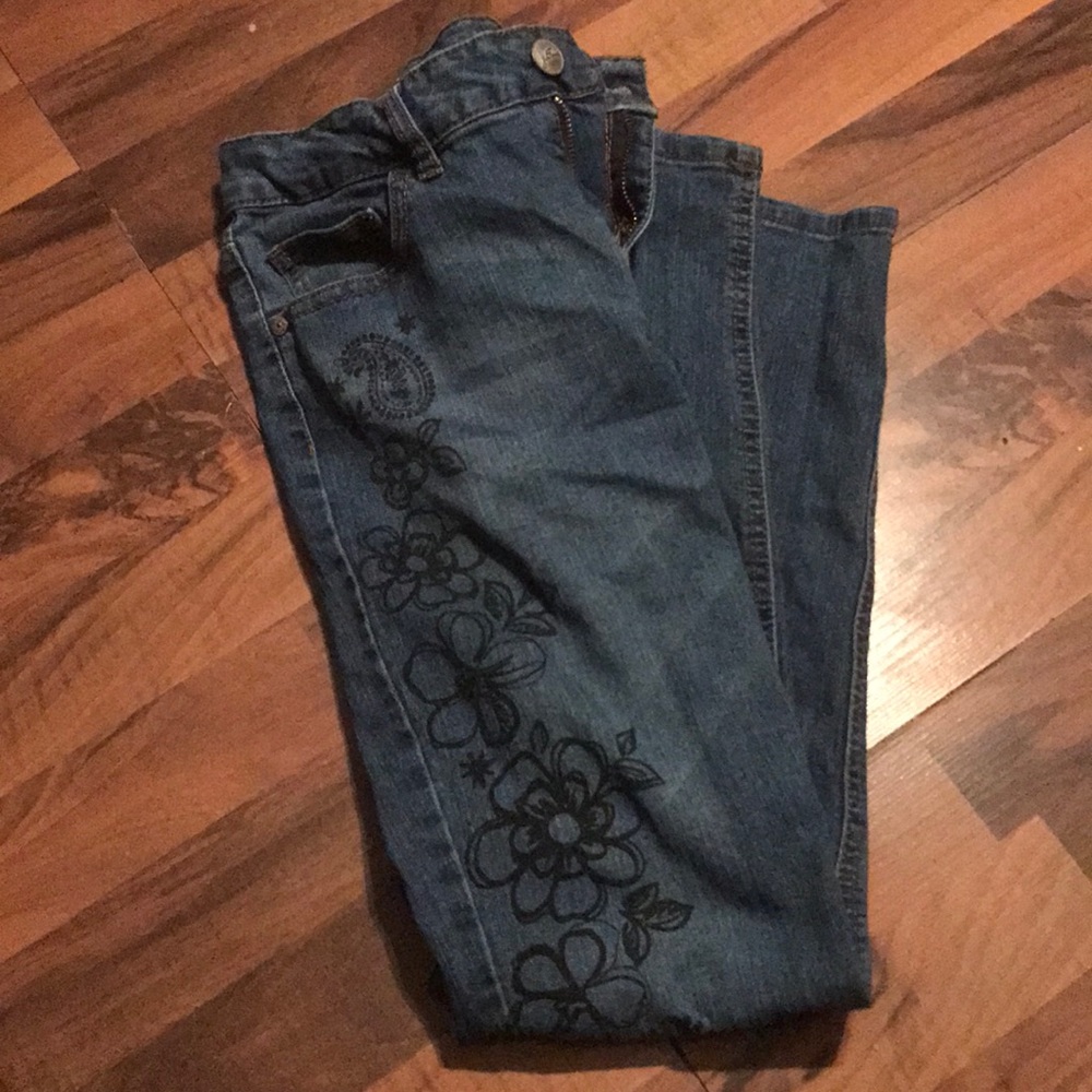Justice jeans with flower pattern